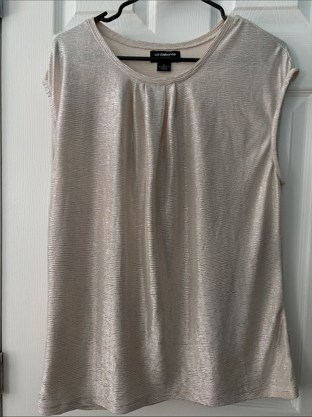 Liz Claiborne Metallic Cream Tank Top
